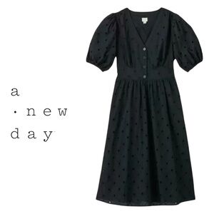 Black Eyelet Midi Dress